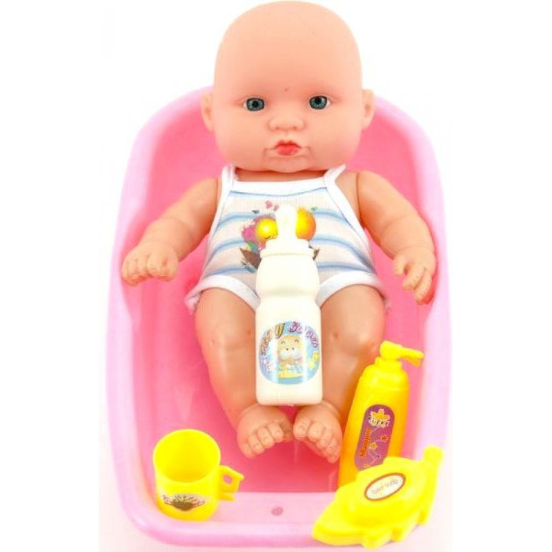 Teddies Miminko plast 18 cm s doplňky ve vaničce