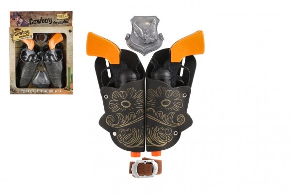 Teddies pistole kovbojská plast 16 cm 2 ks s doplňky v krabici