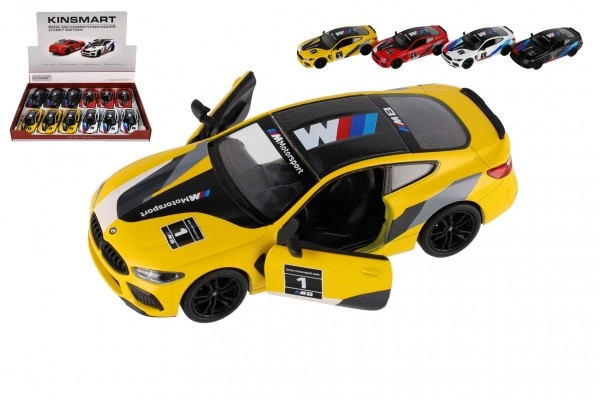 Kinsmart Auto BMW M8 Competition Coupé kov/plast 12,5cm 4 barvy na zpětné natažení 1:38