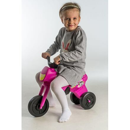 Odrážedlo Enduro Yupee velké plast výška sedadla 31cm nosnost do 25kg 12m+ – Růžové