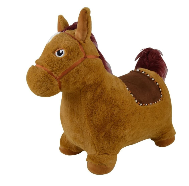Teddies hopsadlo kůň plyš hnědý výška sedla 23cm na baterie se zvukem v krabici