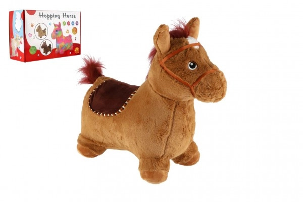 Teddies hopsadlo kůň plyš hnědý výška sedla 23cm na baterie se zvukem v krabici