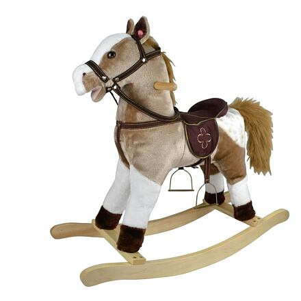 Teddies Kůň houpací světle hnědý plyš na baterie 71cm se zvukem a pohybem nosnost 50kg v krabici 62x56x19cm