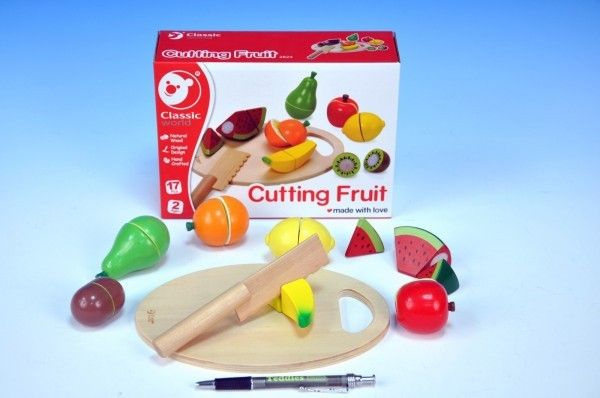 Ovoce krájecí s prkénkem dřevo 17ks 21,5x15x7cm v krabici od 24 měsíců
