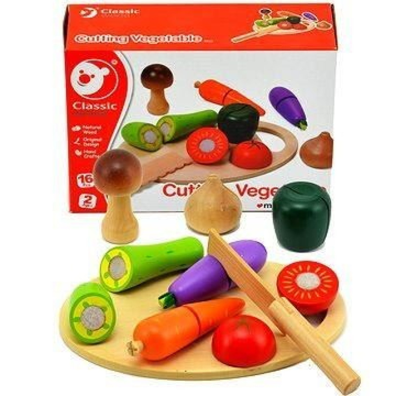 Teddies zelenina krájecí s prkénkem dřevo 16ks