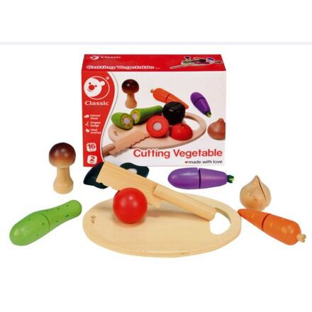 Teddies zelenina krájecí s prkénkem dřevo 16ks