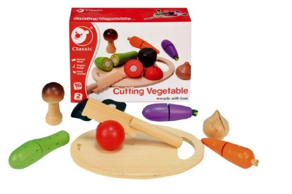 Teddies zelenina krájecí s prkénkem dřevo 16ks