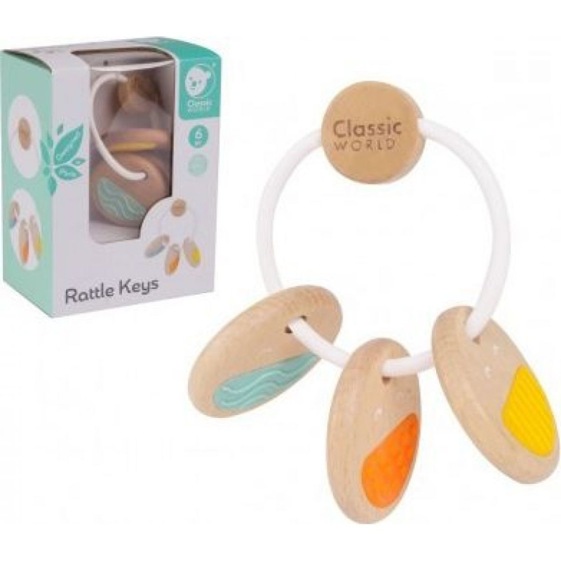 Chrastítko klíče dřevo-plast v krabičce