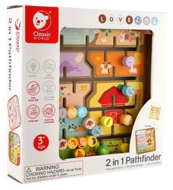 Dřevěný edukační labyrint 2v1