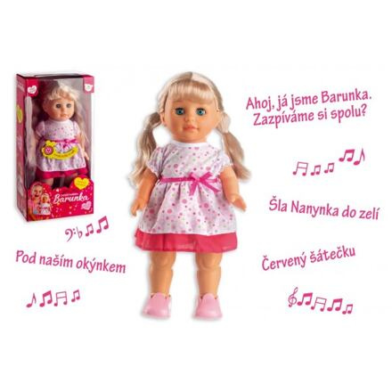 Teddies Panenka Barunka chodící a zpívající plast 42 cm na baterie se zvukem 21x44x11 cm