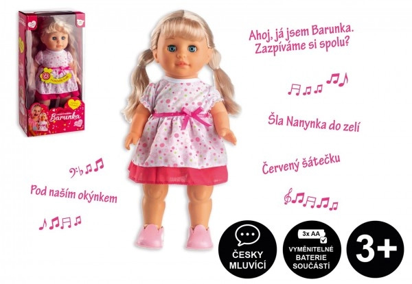 Teddies Panenka Barunka chodící a zpívající plast 42 cm na baterie se zvukem 21x44x11 cm