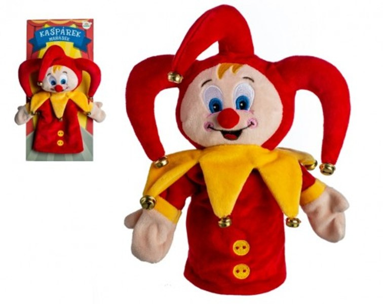 Teddies Kašpárek maňásek na ruku s rolničkami 27 cm 1ks
