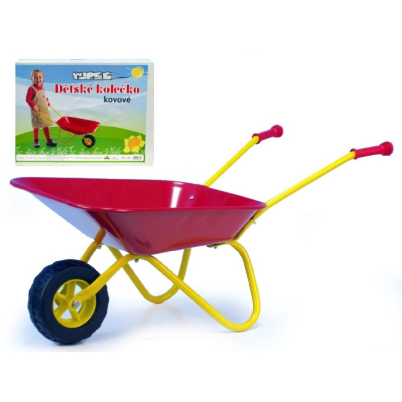 Teddies Plechové kolečko Yupee velké červené 78x40x32cm v krabici