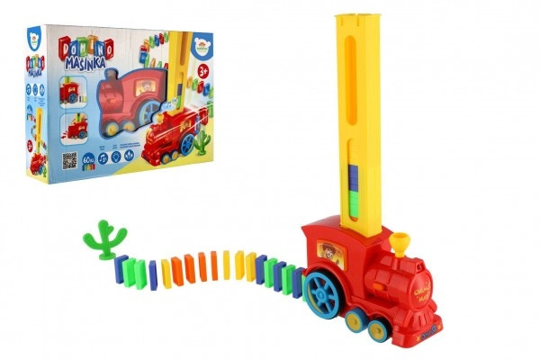 Teddies Lokomotiva/Vlak domino stavěcí plast 16cm na baterie se zvukem