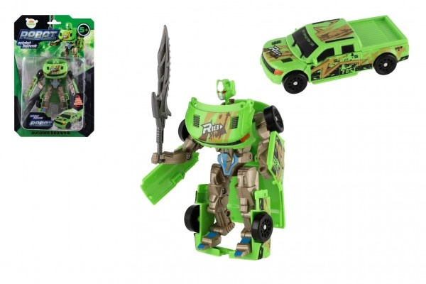 Teddies Transformer auto/robot plast 14cm zelený na kartě 17x26x6cm