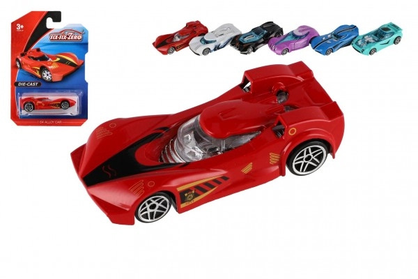 Teddies Auto sportovní kov/plast 8cm na volný chod mix druhů na kartě 11x16,5cm