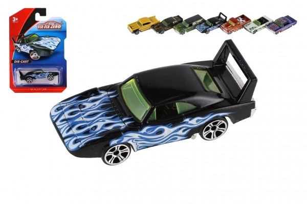 Teddies auto kov/plast 8cm na volný chod mix barev na kartě 11x16,5cm