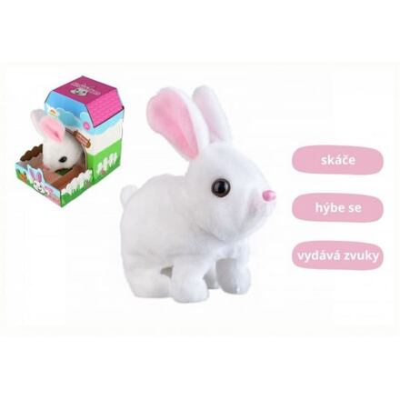 Teddies Králík Ben skákající plyš/plast 16xna baterie se zvukem v krabici 13x19x18 cm 17 cm
