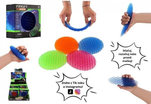 Teddies Fidget worm měnící tvar antistresový plast 11cm 4 barvy