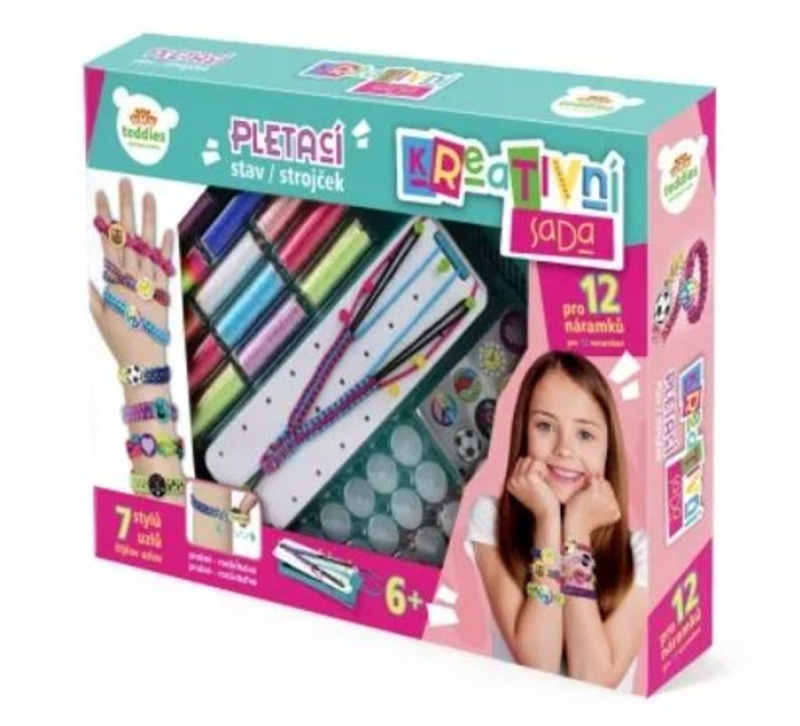 Teddies Kreativní sada Vyrob si náramek pletací stav s doplňky