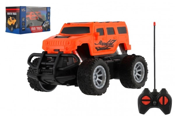 Auto RC mini truck plast 12cm 27MHz na baterie se světlem v krabici 18x11,5x10cm – Oranžové
