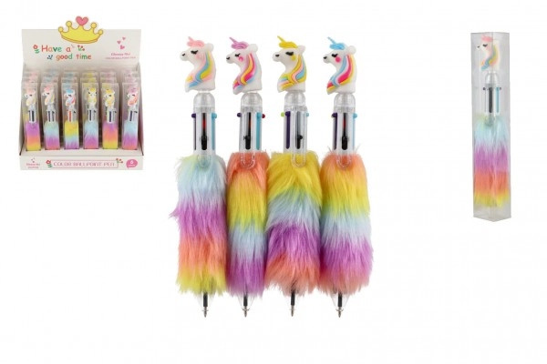 Teddies Propiska/pero jednorožec plyšová 6 barev plast 16cm v plastové krabičce