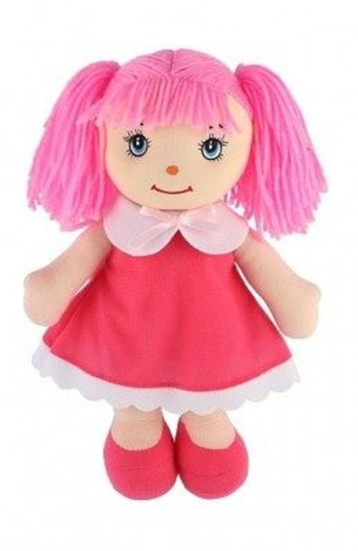 Teddies Mazlinka hadrová s růžovými vlásky 31cm
