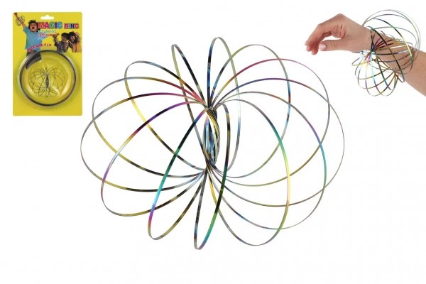 Teddies Flow/Magic Ring kovová duhová spirála průměr 13cm na kartě 16x23 5cm