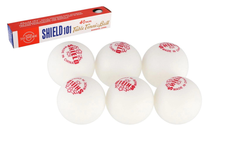 Míčky na stolní tenis SHIELD bílé 6 ks