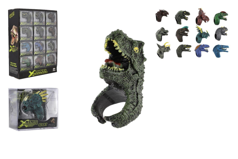 Nastavitelný dětský prstýnek dinosaurus, plast, 2 × 4 cm (mix motivů)