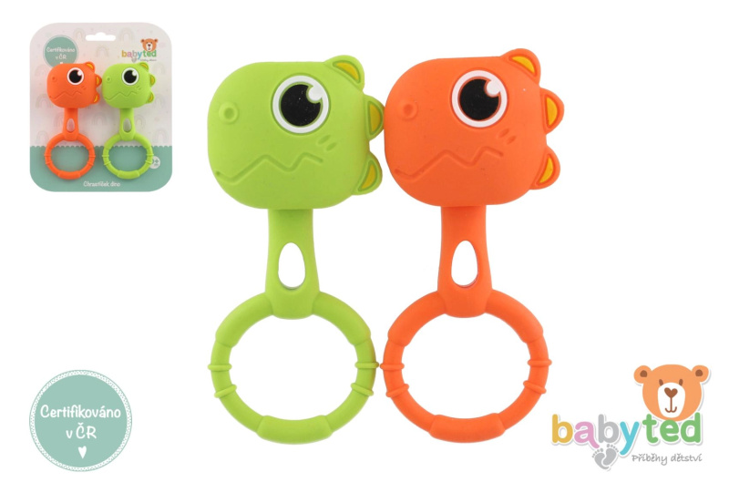 silikonová chrastítka a kousátka dino 2 ks babyted