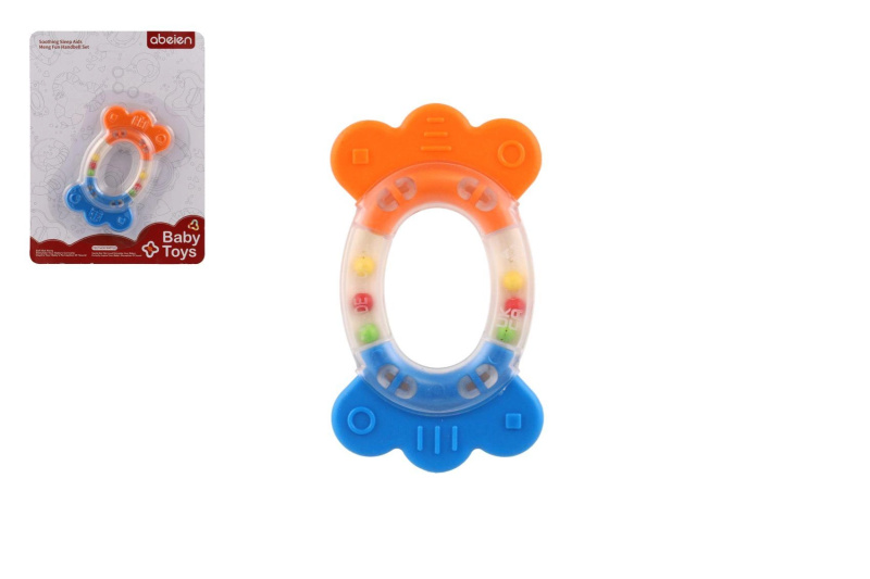 Chrastítko a kousátko ovál plast silikon