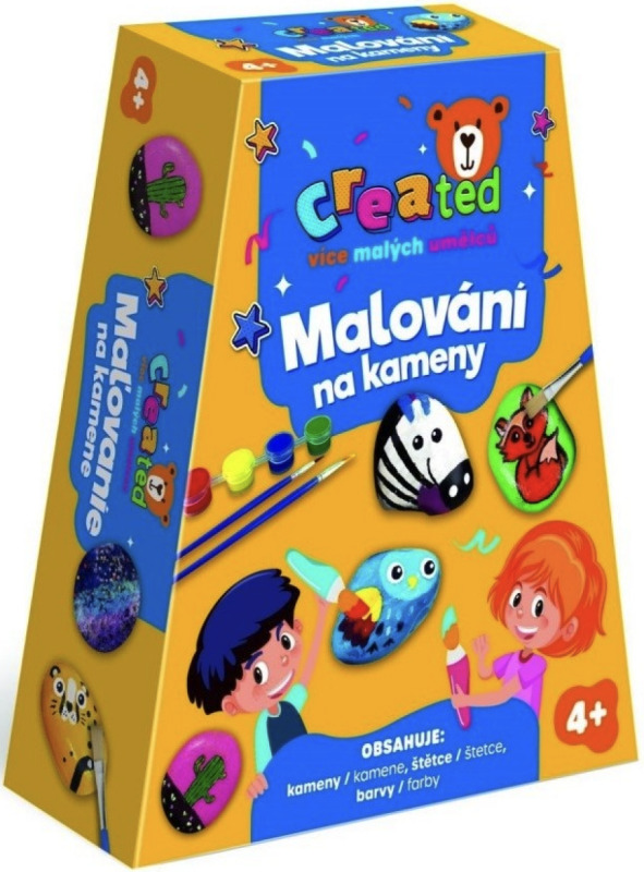 Sada pro malování na kamínky s barvami a štětci v krabičce 19 × 14 × 5 cm