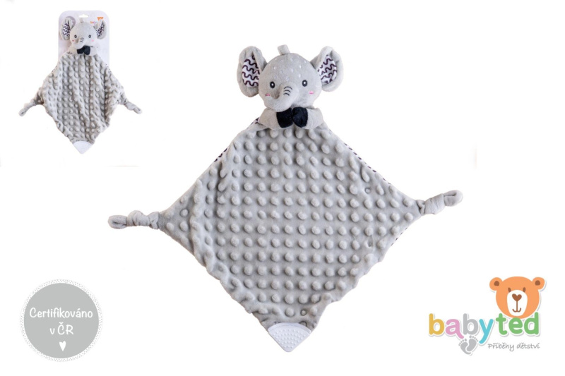 Sloní usínáček s kousátkem a chrastítkem BABYTED 25 × 25 cm
