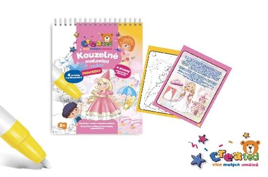 Kouzelné malování vodou – blok s tužkou Princezny, 4 listy