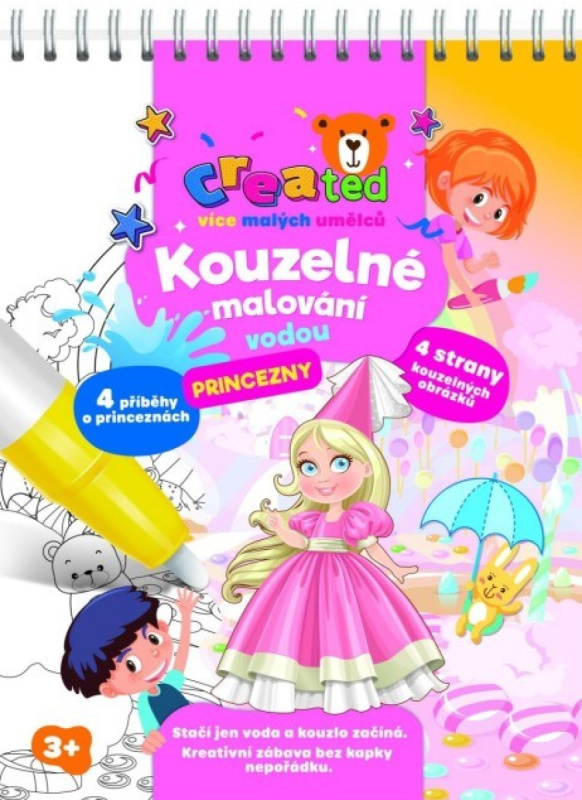Kouzelné malování vodou – blok s tužkou Princezny, 4 listy