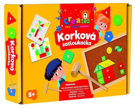 Korková zatloukačka ze dřeva s doplňky v krabici