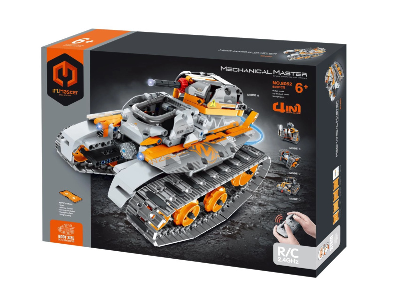 Stavebnice iM.MASTER programovatelný pásový tank 4v1 RC 2,4 GHz, 554 dílků