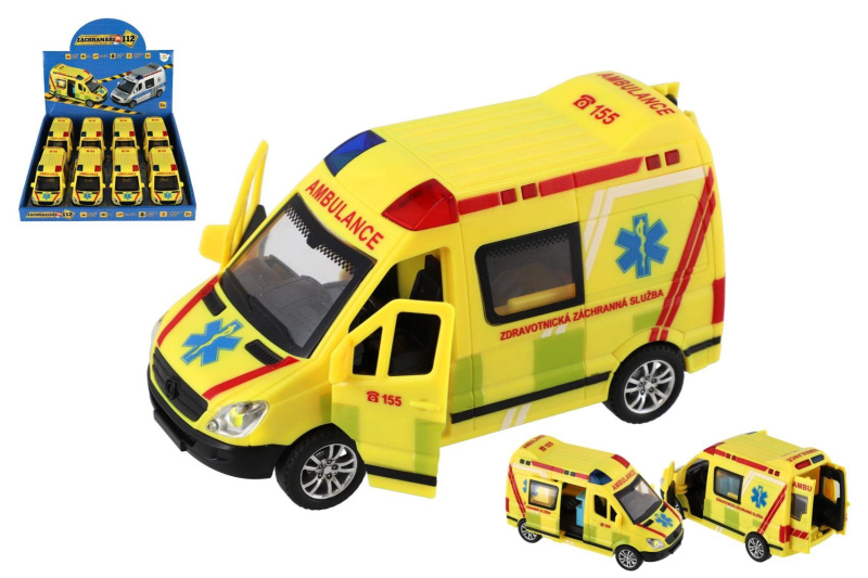 Auto záchranářů – plastová ambulance 14,5 cm se světlem a zvukem