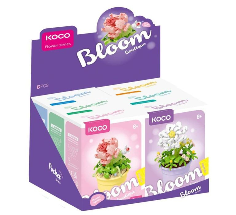 Mini stavebnice květina v květináči, 6 druhů
