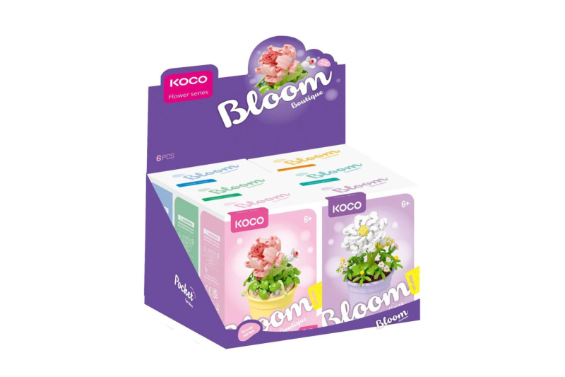Mini stavebnice květina v květináči, 6 druhů