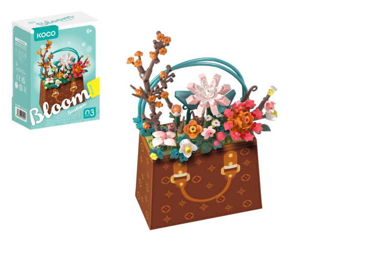 Stavebnice KOCO květina v kabelce, 267 dílků