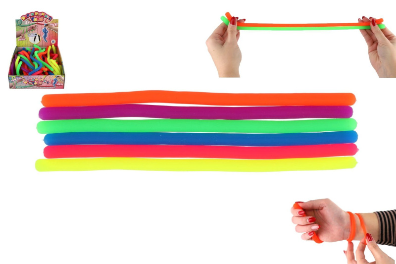 Antistresová natahovací silikonová hračka 27 cm, 6 barev, 60 ks v boxu