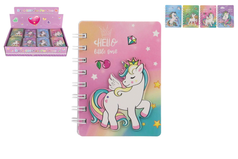 Kroužkový zápisník s motivem jednorožce 9,5 × 12 cm