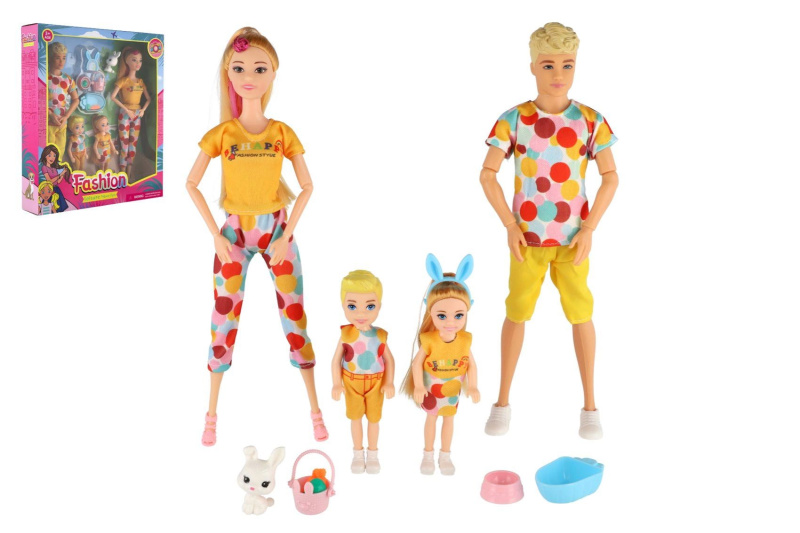 Panenka a panáček s dětmi a doplňky 30 cm – rodinný set