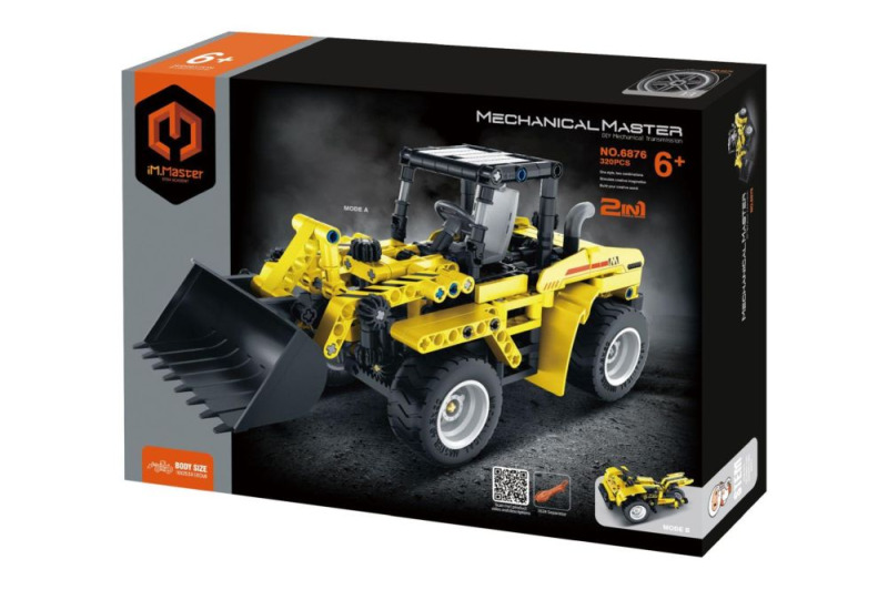 Stavebnice Mechanical Master 2v1 – stavební nakladač a motocykl, 320 dílků