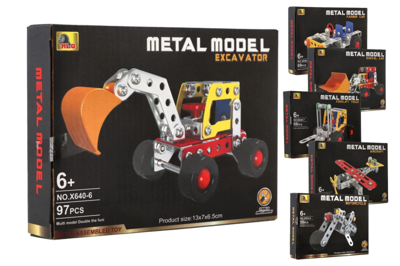 Kovová stavebnice dopravních prostředků – mix modelů