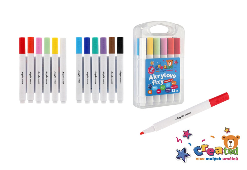 Akrylové fixy Creative, sada 12 ks