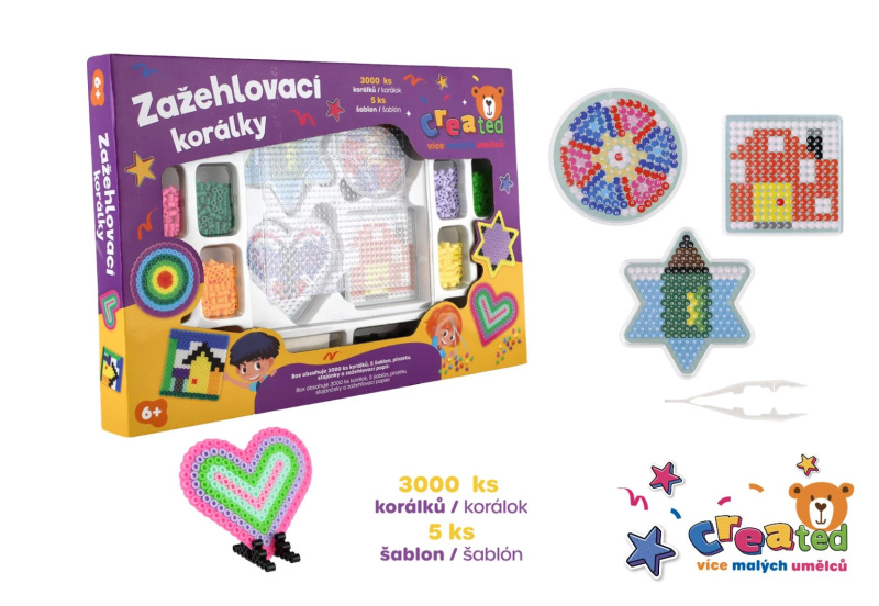 Zažehlovací korálky Created – kreativní sada 3000 ks + 4 podložky a doplňky