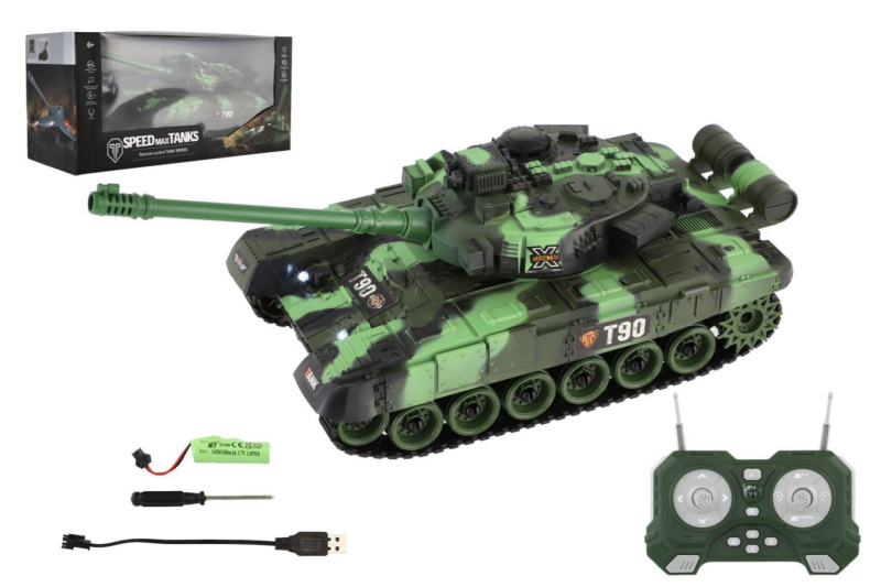 RC tank na dálkové ovládání 2,4 GHz se světly a zvuky - 1 kus